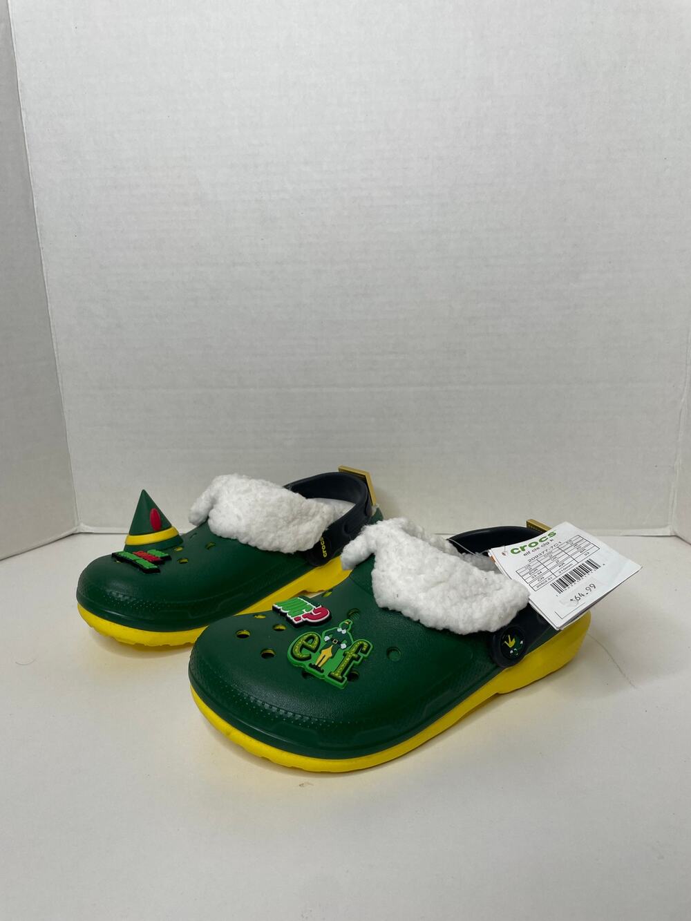 NEW Crocs x Elf Classic Clogs Kids Size 2 Green Yellow Christmas Buddy the Elf